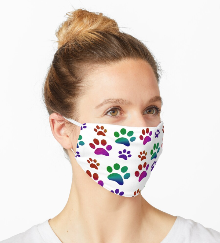 Fun and cute dog footprints on a white face mask. Great for wearing at the pet storee, taking your dog for a walk, or when you ride metro transit while commuting.  Almost impossible to keep social distance on public transportation. Look cute while staying safe and show your love for dogs at the same time. 