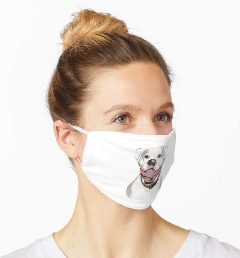 IF you love white Boxer dogs then this cloth face mask is perfect. Great gifts for Boxer people who have a white Boxer. 